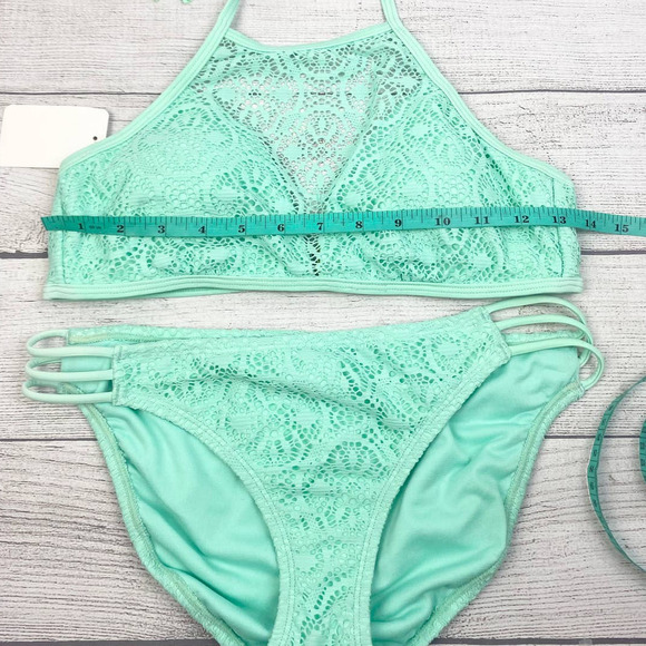NEW Women Turquoise Sexy Two Piece Air Mesh Bikini Large - Picture 7 of 10
